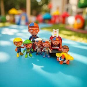 Blippi Bundle Race Car Recycle Bear Costume Sailor Blippi 3” Firetruck Airplane